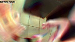 Close ups of blonde slut eating cum in doggystyle roleplay