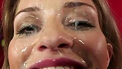 kinky doll enjoys fun facial with lots of cream