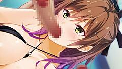 Bound female puppet dances lewdly.