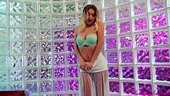 sassy blondie natalia starr undresses showing her big ass pussy lips in lingerie