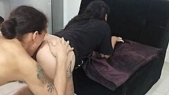 i caught my stepsister using her sexy dress without panties underneath and fucked her hard, cumming in her mouth