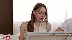 Skinny Babe Deepthroats And Doggystyles In Threesome With Driver And Servant