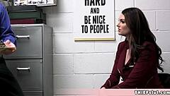 Beautiful Brunette Caught Shoplifting, Bent Over Intensely