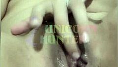 rubbing my curvy pussy and fingering my ass on bed