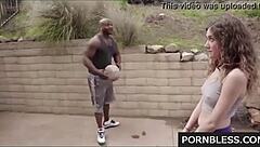 Young German girl gets fucked by big black cock at basketball 😏