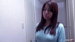 Japanese step-mom seduces classmate for rough, hairy quickie sex
