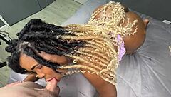 Sexy black girl worships ass and gets creampie!