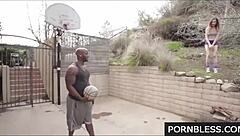 Young German girl gets fucked by big black cock at basketball 😏