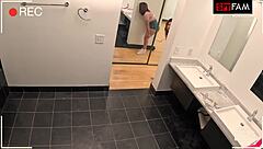 ellie nova gets horny watching her buff stepdad's big dick