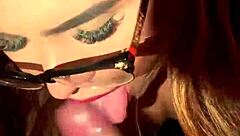 I enjoy watching my sexy secretary give me oral in close up, her natural tits on display.