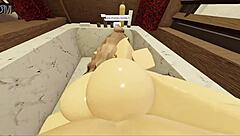 brunette with a fat ass sucks and fucks in the bathtub