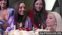 Teen Lesbians Go Ass to Ass in Foursome?