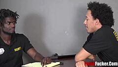 Black guards bend over for intense gay fucking during break!