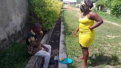 Street boy lures orange seller inside uncompleted building and fucks her till he cums