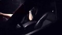 Busty milf fingering herself in car outdoors