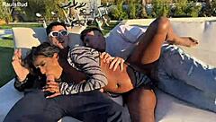 ebony takes 3 cocks in all holes, creampied pregnant