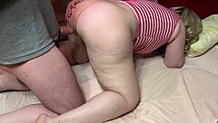 Stepmom Spreads Her Ass Wide For Stepson's Comfortable Anal Fuck.