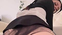 petite wednesday addams bouncing on a big dildo