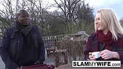 Blonde slut feels the thrill of taking huge black dick in her ass