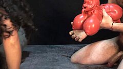 Two Demons Face To Face In Sensual Roleplay With Real Doll.