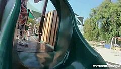 Juicy white booty bouncing on big white cock!