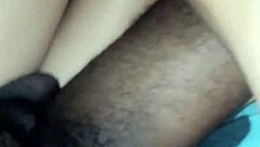 The nurse with big ass rides the big black cock in pantyhose for wet action