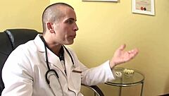 brunette milf patient fucks doctor in hospital quickie, moaning to orgasm