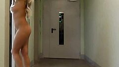 i walked naked in the entrance, flashing my big tits and ass
