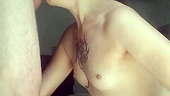 swallow it whole fast and hard, she says as head held on dick