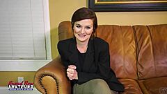 Short haired brunette kylie deepthroats monster cock and swallows cum