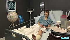 Milf in hospital public flashing boyfriend with handjob cum