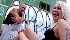 Young blonde fucked by her step dad outside