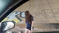 Petite girl under bridge tempted by daddy's monster cock?