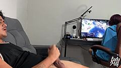 I Caught Him Jerking Off While I Played, So I Gave Him A Blowjob