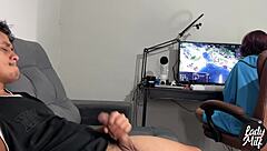 I Caught Him Jerking Off While I Played, So I Gave Him A Blowjob