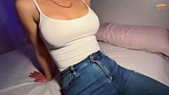 My horny stepsister in ripped jeans wants a creampie in her tight pussy