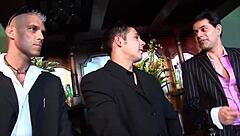 brunettes amy, luna, nataly take double penetration with facials