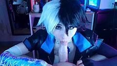 Pervy roommate dominated in Luna Snow cosplay