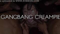 i watch the hot redhead babe get creampied in gangbang