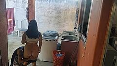 Wife leaves, maid sucks my monster cock