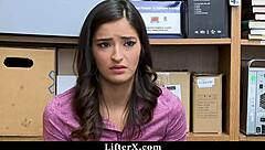 Repeat shoplifter gets fucked hard in garage without strip search