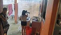 Wife leaves, maid sucks my monster cock