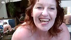 Curvy redhead Dawn talks dirty while showing off big ass