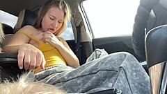 Teen Squirts Publicly in Car