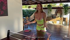 Losing ping pong challenge leads to sucking own vagina.