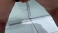 Teen bent over in bathroom for juicy squirting session