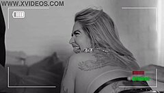 i'm behind the scenes watching my blonde friend with big tits getting fucked by a muscular guy with monster cock, ending in cumshot and facial