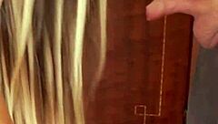 Skinny Blonde Maid Candie Cross Polishes Cock On Knees