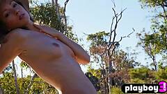 Medium Tits Brunette Posed Naked Outdoor Bubble Butt