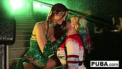 Poison ivy boldly inserts bat into harley's ass